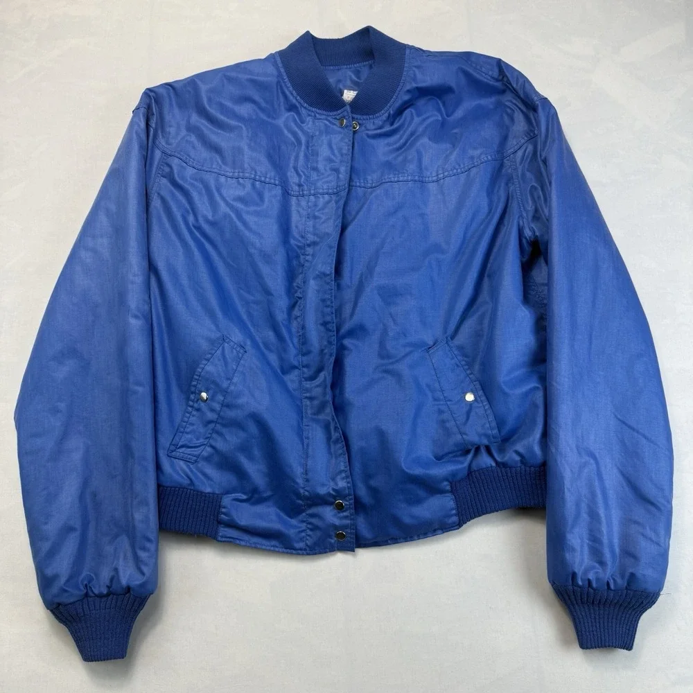 Vintage Bay Club By Catalina Bomber Jacket Womens 14 Blue USA Made Full Zip